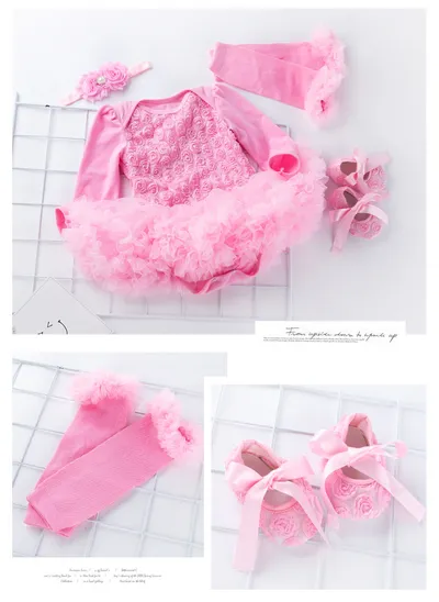 Baby Long Sleeve Compound Rose Romper Dress