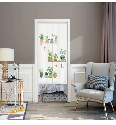 Household fabric door curtain