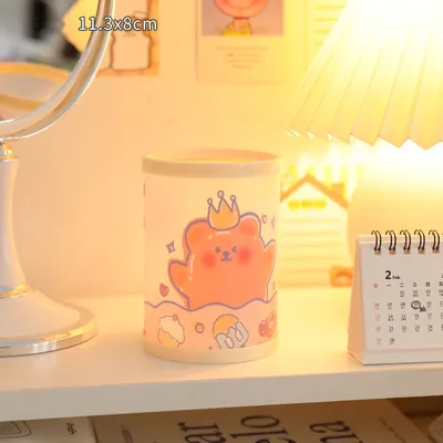 Cartoon Bear Plastic  Holder Kawaii Stationery Pen Holder Desktop Storage Box