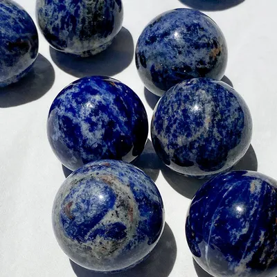 Blue Stone Ball Ornament Original Polished Crystal