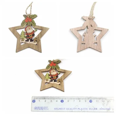 Christmas Pentagram Wooden Craft Gift Pendant