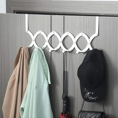Stainless Steel Door Rear Telescopic Hook Multi-functional Punch-free