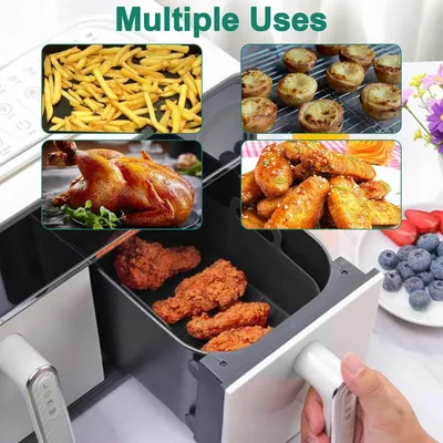 2x Air Fryer Silicone Pot Rectangle Baking Tray Basket Liners Insert Dish