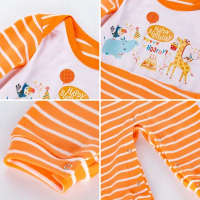 Spring and autumn new baby cotton striped jumpsuit