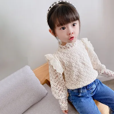 Baby Girl's Western Style All-match Lace Bottoming Shirt