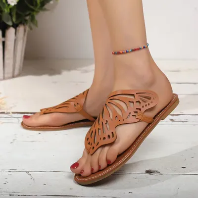 Summer Sandals Vintage Flip Flop Butterfly Wings Flat Shoes Outdoor Slippers
