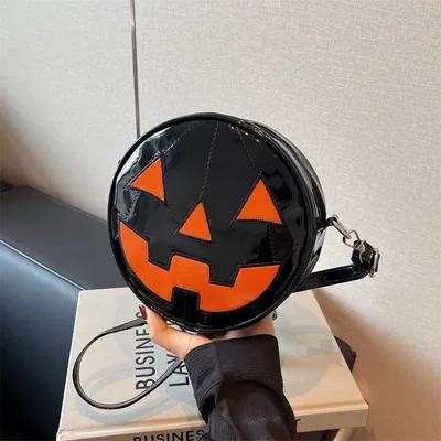 Halloween Pumpkin Small Round Bag Girls Funny Cute Shoulder Bag Personality Creative Messenger