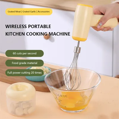 2 In 1 Electric Garlic Chopper USB Rechargeable Vegetable Chili Meat Ginger Masher Handheld Multipurpose Kitchen Gadgets