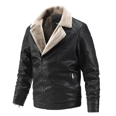 Men's Fur Leather Motorcycle Leather Casual PU