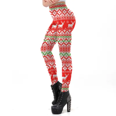 Women Christmas Digital Print Tight Leggings