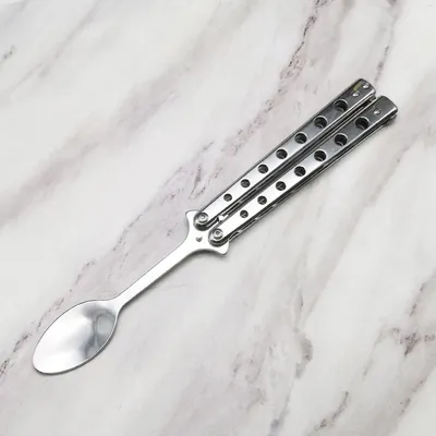 Stainless Steel Practice Butterfly Knife Folding End Blade