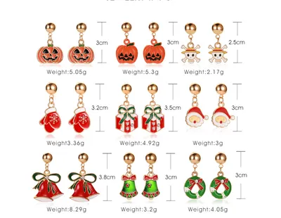Christmas Snowflake Pumpkin Rainbow Earrings Women