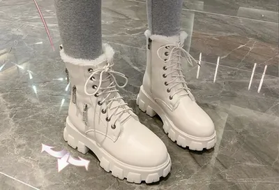 Round Head Square Heel Cotton High Heel Rubber Martin Boots