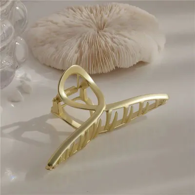 Matte Metal Large Cross Grip Simple Ponytail Hair Grip