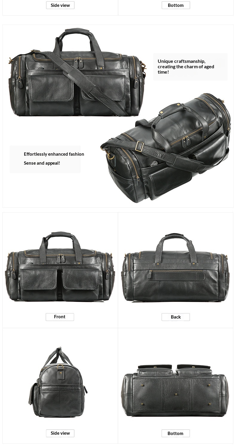 New Men's Genuine Leather Travel Bag, First-Layer Cowhide, Large Capacity Men's Handbag, Casual Travel And Business Trip Luggage Bag