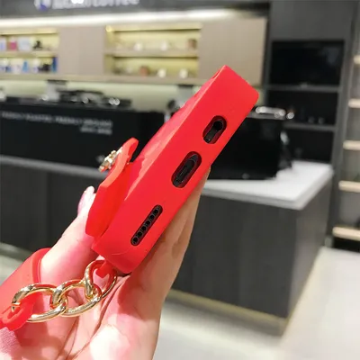 Fashionable Diagonal Chain Lanyard Silicone Phone Case