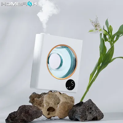 جهاز صغير أوتوماتيكي للعلاج بالروائح العطرية، يُثبت على الحائط، مناسب للاستخدام المنزلي والفندقي، مع موزع بخور قابل للشحن وبخاخ للزيوت العطرية.