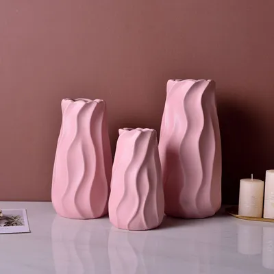 White Green Yellow Red Ceramic Vase Three-piece Set Home Decoration Vase Crafts Ornaments