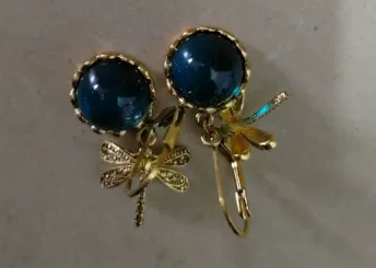 Fashion Jewelry Women's Earrings Hanging Vintage Dragonfly Pendant Earring Boho Chakra Blue Moonstone Drop Earrings For Women Wedding Charm Ethnic Jewellery