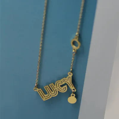 Unfading 14K Gold Hollow LUCY Letters Ins Style Fashion All-match Pendant Necklace