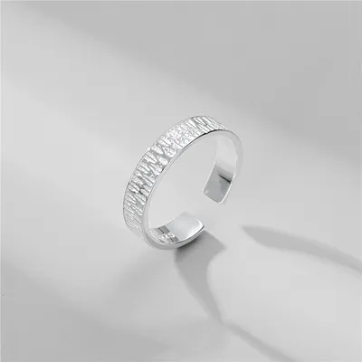 Women's Sterling Silver Texture Fashion White Silver Plain Ring