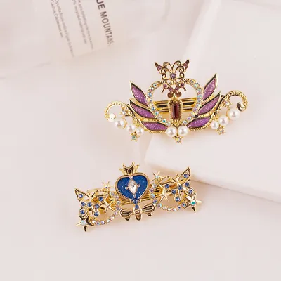 Fairy Tale Crown Hair Accessories Love Crown Wings Pearl Top Clip