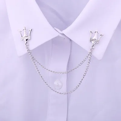 Three-fork Corsage Tassel Chain Pin Shirt