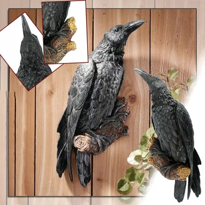 Black Crow Resin Sculpture Craft Wall Hanging