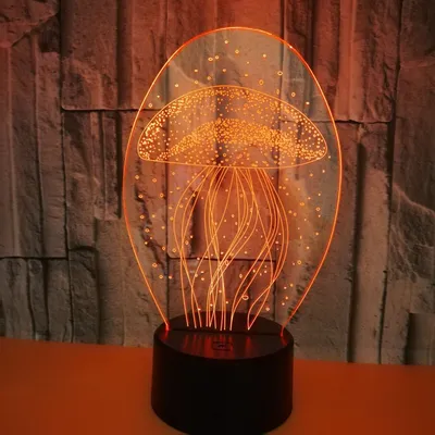 New jellyfish 3D night light remote control 3D light colorful touch led visual light gift atmosphere 3D table light
