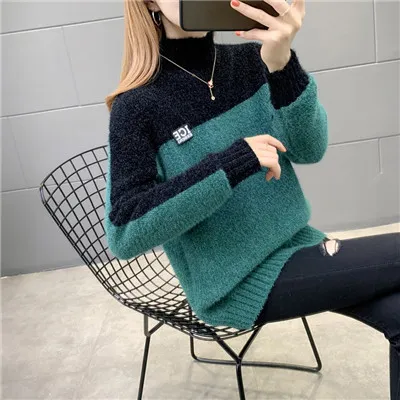 Sleeve Thicker Outer Wear Loose Lazy High-necked Chenille Inner Base Shirt