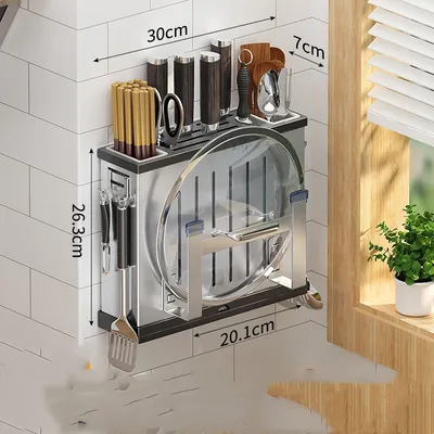 Stainless Steel Knife Rack Shelf Kitchen Wall-mounted Knife Storage Rack