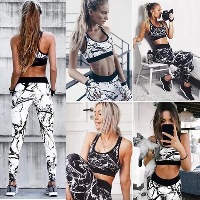 Women Slim Printed Sports Yoga Suit
