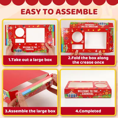 36Pcs Carnival Movie Night Paper Snack Candy Popcorn French Fries Snack Trays Carnival Movie Boxes For Snacks Tray Carnival Party Supplies