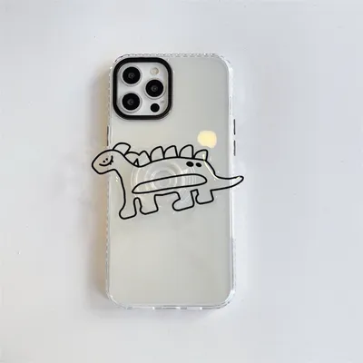 Cartoon Transparent Dinosaur Stand Phone Case