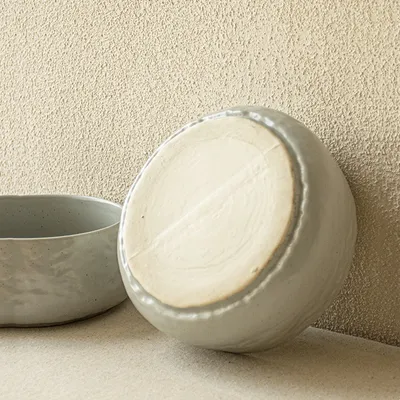 Round Belly Water Ripple Ceramic Fruit Salad Bowl