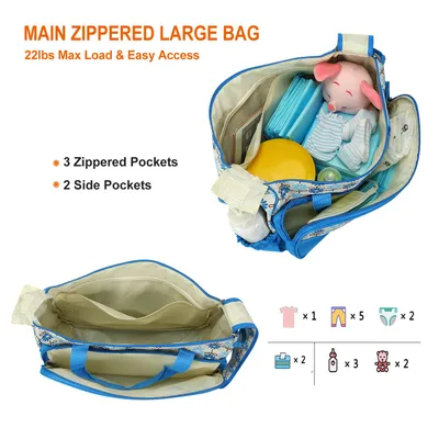 5PCS Per Set Baby Nappy Diaper Bags For Spring Travel Set Mummy Diaper Shoulder Bags WithNappy Changing Pad Insulated Pockets Travel Tote Bags For Mom Dad