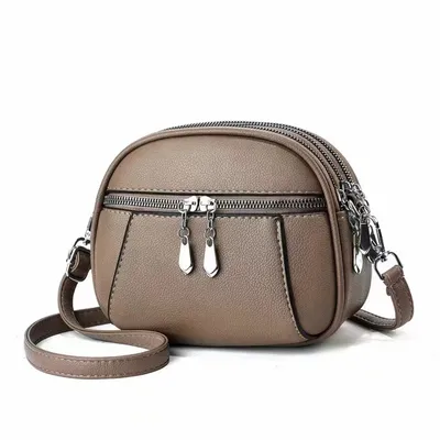 حقيبة صغيرة مستديرة بلون موحد، متعددة الجيوب، ذات سعة كبيرة، حقيبة كتف كروس للنساء