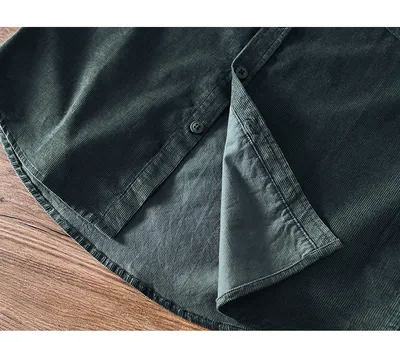 Men Pocket Casual Corduroy Long-sleeved Shirt