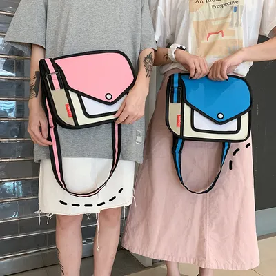 Two-dimensional cute one-shoulder messenger bag
