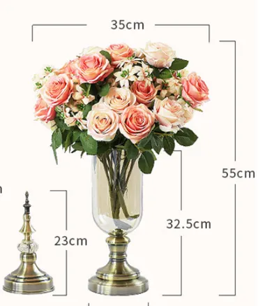 Glass Vase Light Luxury Golden Wrought Iron Living Room