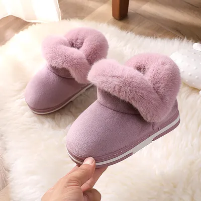 Children's Bag Heel Plus Plush Thick  Warm Cotton Shoes