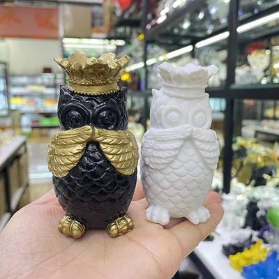 Owl Modeling Crystal Stone Jade Mine Standard Golf Tee Crafts Table Decorative Ornaments