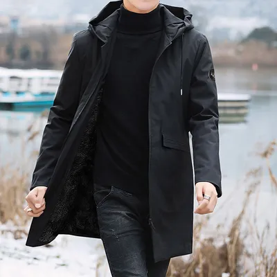 Fleece Jacket Men's Loose Windbreaker Mid-length Coat