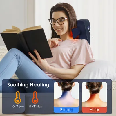 1 Set Cordless Neck Shoulder Massager With Soothing Heating 3 Intensity Levels 2 Heating Levels Electric 4D Shiatsu Deep Kneading Pillow For Back Traps Gifts For Family  Home Car