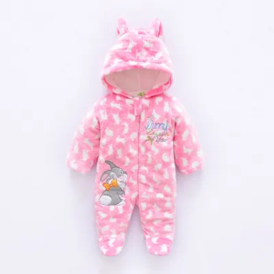 Winter jumpsuit velvet hooded baby clothing