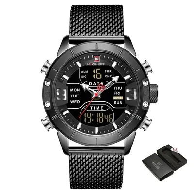 Quartz watch sports electronic dual display watch