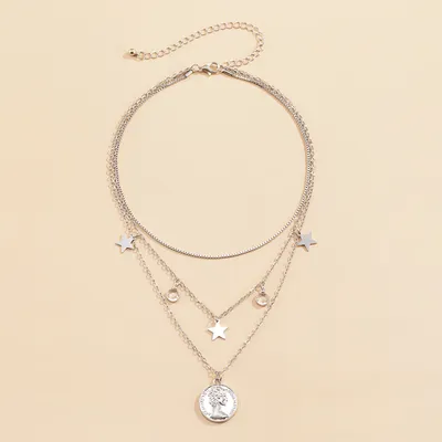 Simple Alloy Rhinestone Clavicle Chain Combination