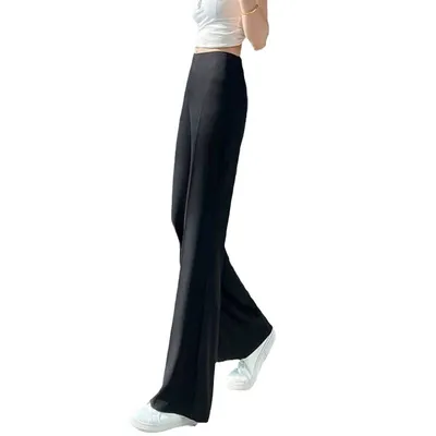 New Wide Leg High Waist Straight Slimming Draping Effect Casual Flared Pants