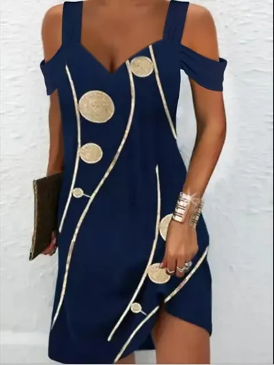Women's Printed Slim Fitting Dress