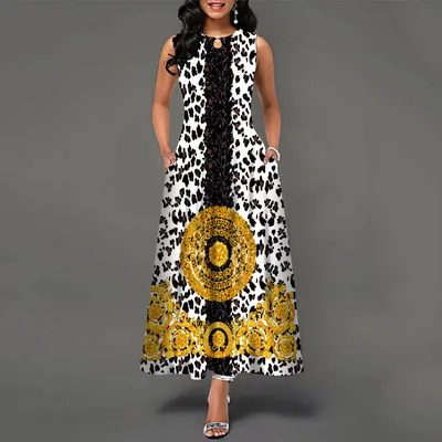 Long Sleeveless 3D Print Dress